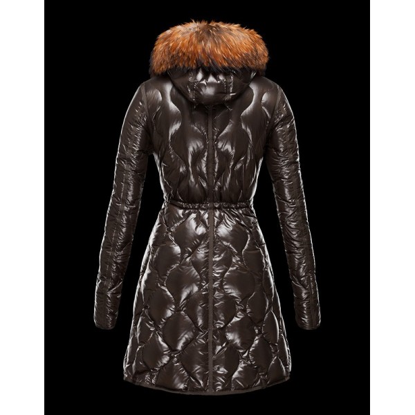 Moncler Donna lungo Giù cappotto Dark marrone uscita M1109